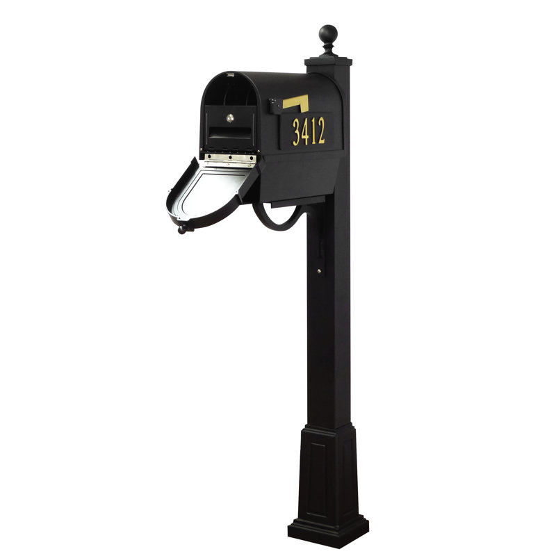 Berkshire Aluminum Post Mounted Post box with Magnetic Closure and with Newspaper Compartment