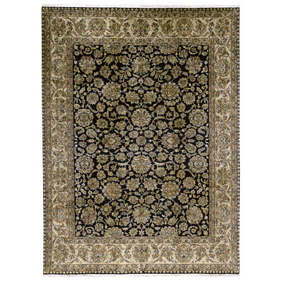 High-Quality Hand-Knotted Black And Gold Area Rug