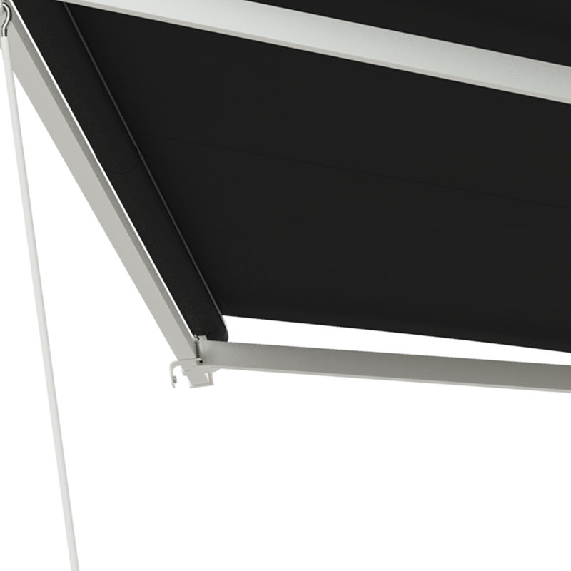 Electric Awning, Retractable Awning with Remote Controller and Manual Crank Handle, Black, 10' x 8'