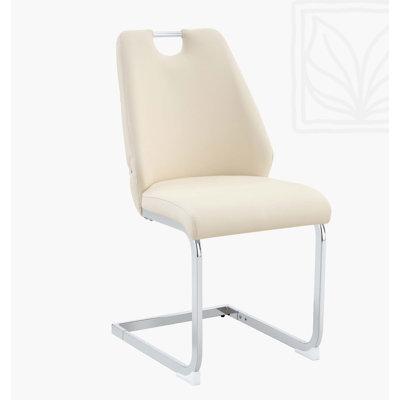 Ensemble de 4 chaises de salle à manger en similicuir gris clair avec anneau arrière argenté et poignée chromée, chaise de salle à manger rembourrée à dossier haut (gris, ensemble de 4)