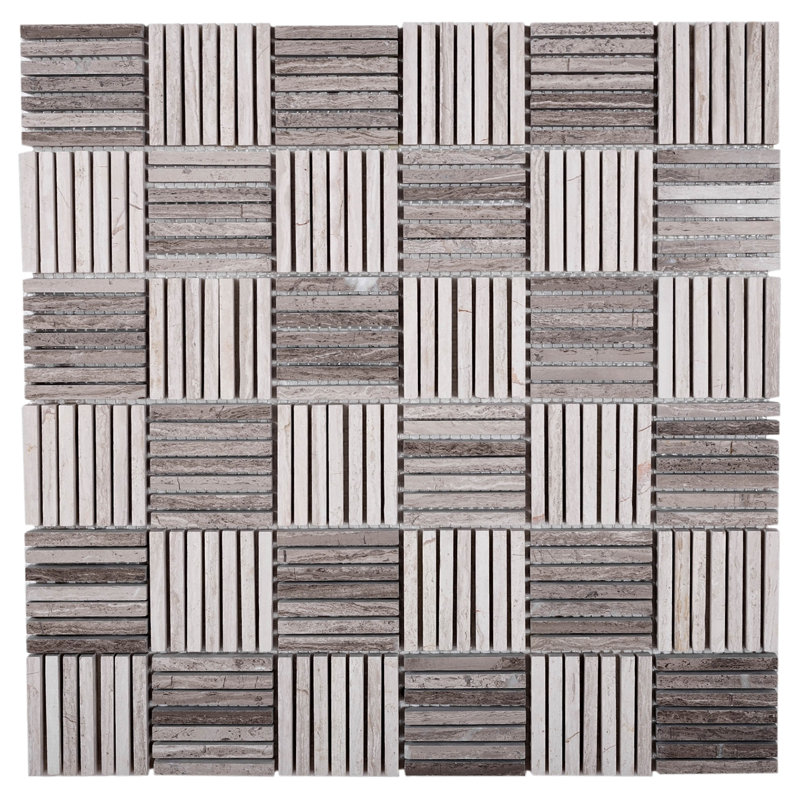 12" x 12" Wood Grid Mosaic Wall & Floor Tile