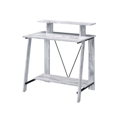 Bureau d'écriture antique blanc et noir avec tablette supérieure