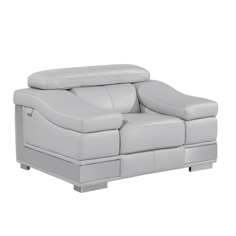 Hawkesbury Common Top Grain Italian Leather Chair, Leather Match Light Gray