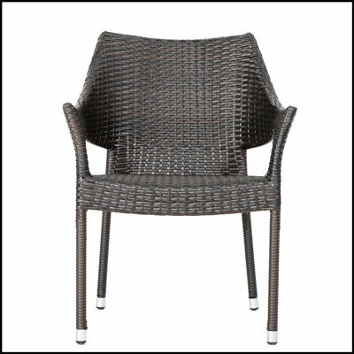 Chaise d'extérieur durable en résine avec design empilable et finition en rotin de polyéthylène pour une utilisation dans le patio et le jardin