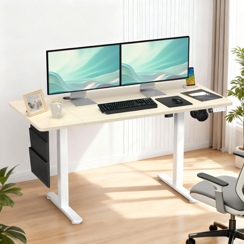 Jeu de bureau électrique à hauteur réglable pour la maison et le bureau, L 47,3 po x P 23,6 po x H, Bois / noir
