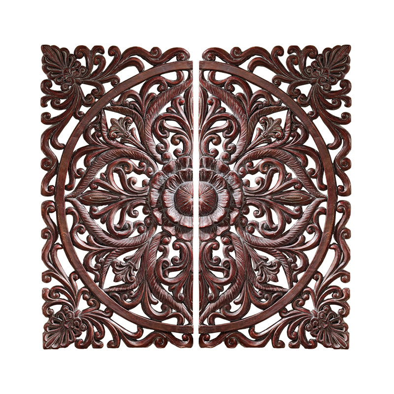 2 Piece Carved Rosette Architectural Wall Décor