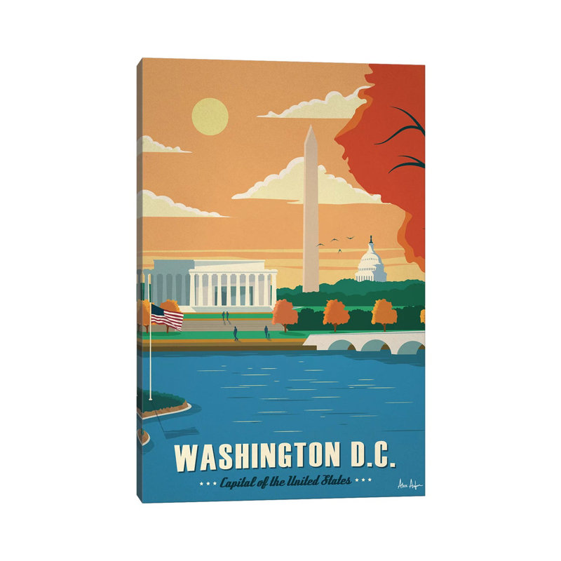 Washington D.C. - impression d'art graphique, Pas de tapis, Toile tendue, H 18 po x l 12 po x 1,5 po