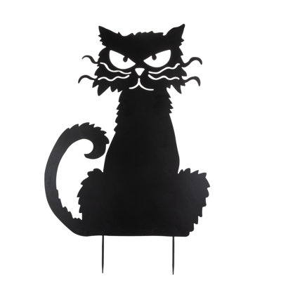 Metal Black Cat Silhouette Yard Stake
