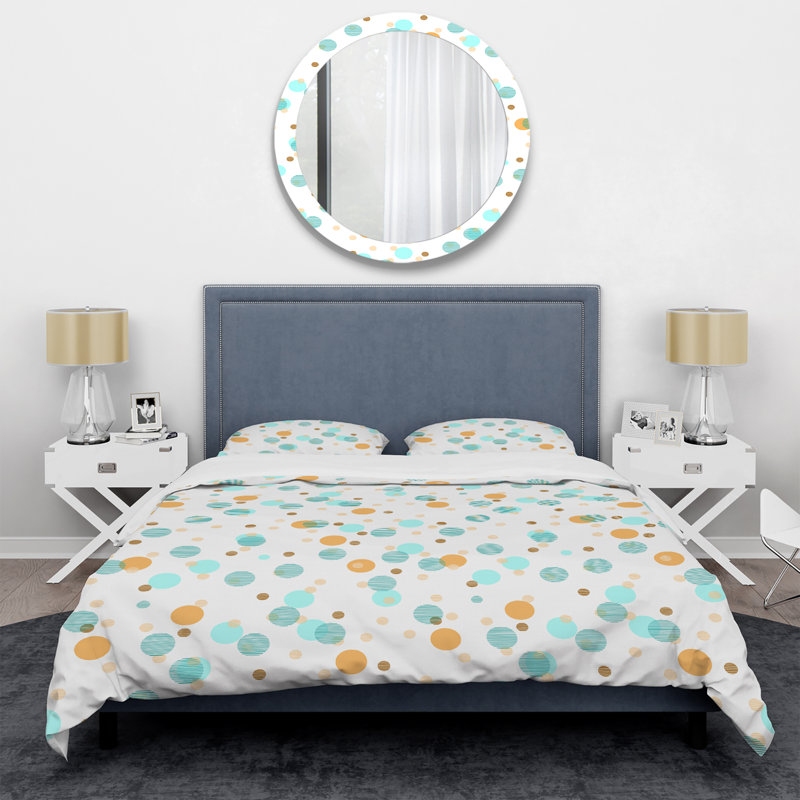 Gold and White Abstract Dot - Abstract Duvet Cover Set - Microfiber Polyester