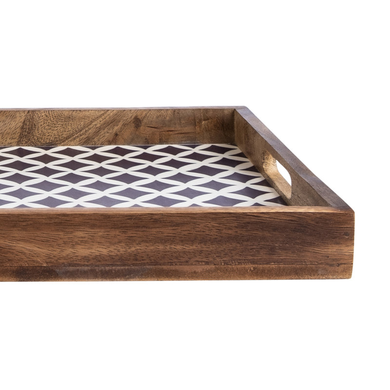Amalgre Solid Wood Tray, White/Magenta