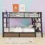 Lit superposé à deux tiroirs en métal avec tablettes de rangement, ports USB et bande lumineuse-550181902
