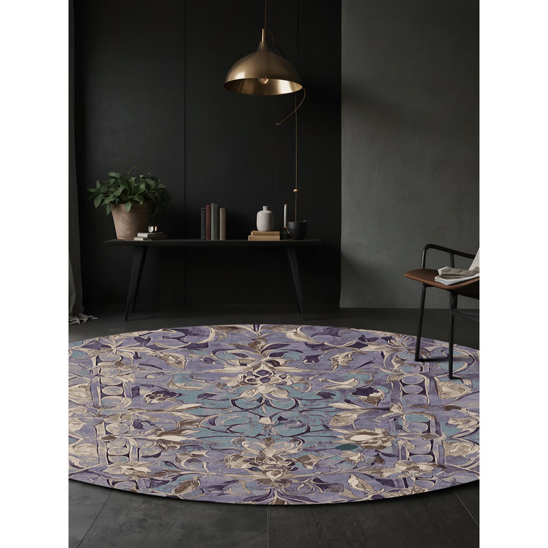 Tapis rose lavable à la machine, Rond 3 pi