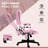 Pink 6 Point Vibrating Massage Office Chair, With Heat, Linen High Back Executive Office Chair, With Reclining Backrest, Padded Armrests And Remote-2036200053