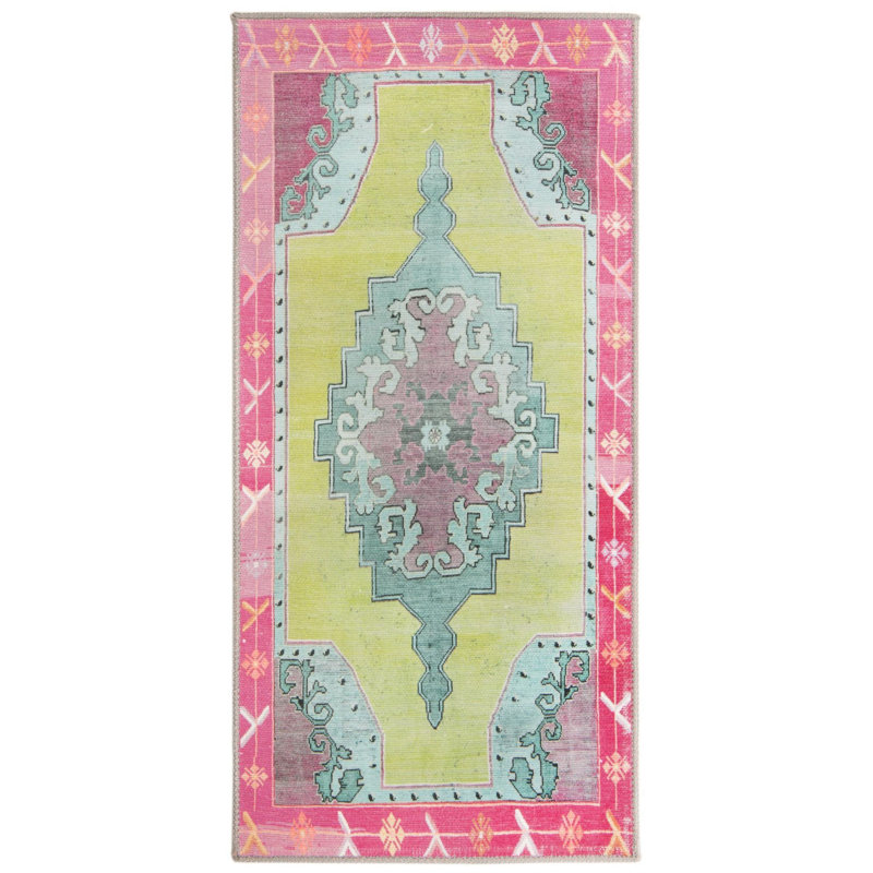 Tapis traditionnel bleu oppi, Tapis de couloir 2 pi x 4 pi