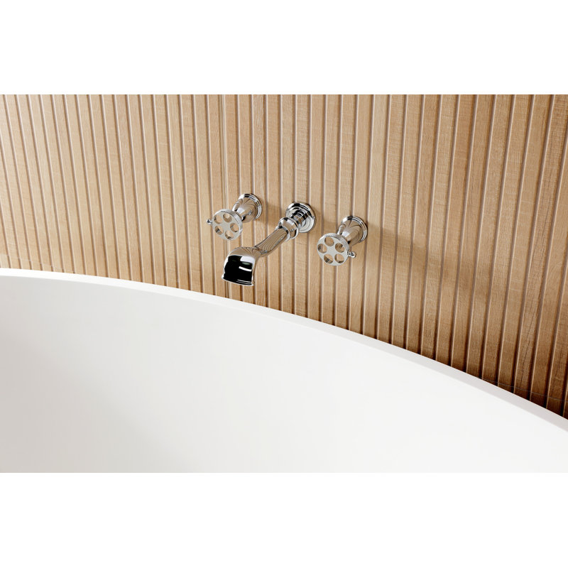 Kingston Brass Webb Two-Handle 3-Hole Wall Mount Roman Tub Faucet with Knurled Handle, Polished Chrome