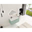 Meuble-lavabo suspendu de 91 cm (36 po) avec lavabo en résine et tiroir latéral, blanc, style moderne, placard en contreplaqué à fermeture amortie, construction