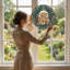Mushroom Wreath Stained Glass Window Panel,12"H-131577596