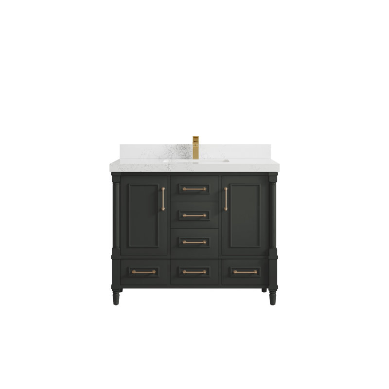 Meuble-lavabo simple 42 po avec comptoir en quartz Aberdeen, Empira blanc