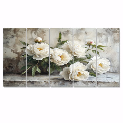 Fleur de pivoines avec rêverie en béton I - art mural pivoines - décoration murale Traditi