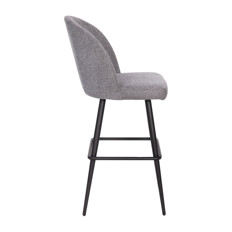 Gray Faux Leather and Metal Bar Stools, Set of 2