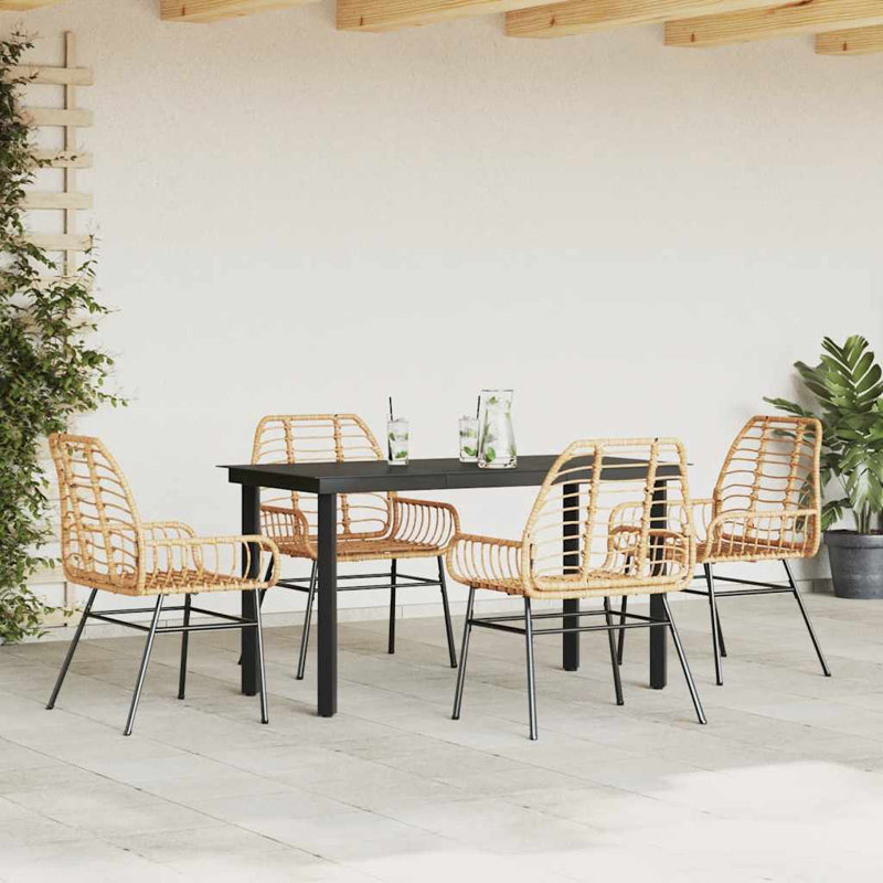 Patio Dining Set with Rectangular Table, 74cm H x 140cm W x 70cm D, 4
