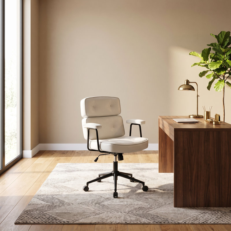 Chaise de bureau ergonomique en similicuir à haut dossier, White