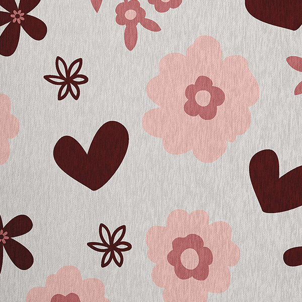 Tapis en chenille Flowery Love Valentines, Rectangle 4 pi x 6 pi