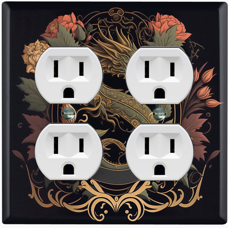 Copper Rust Patina Teal Print 2 - Gang Duplex Outlet Standard Wall Plate