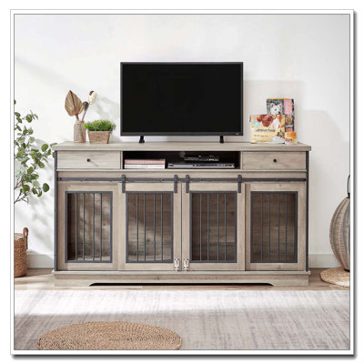 TV Cabinet Dog Crate Dog Cage with 2 drawers End table