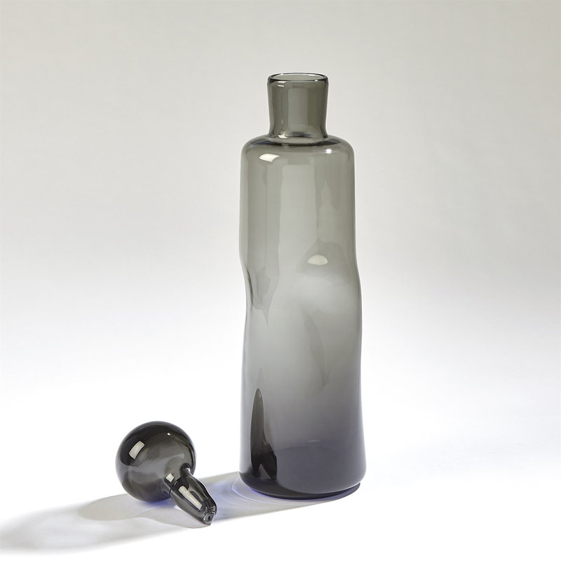 Pinched Decanter-Grey-Short, 13.5" H x 3.5" W x 3.5" D