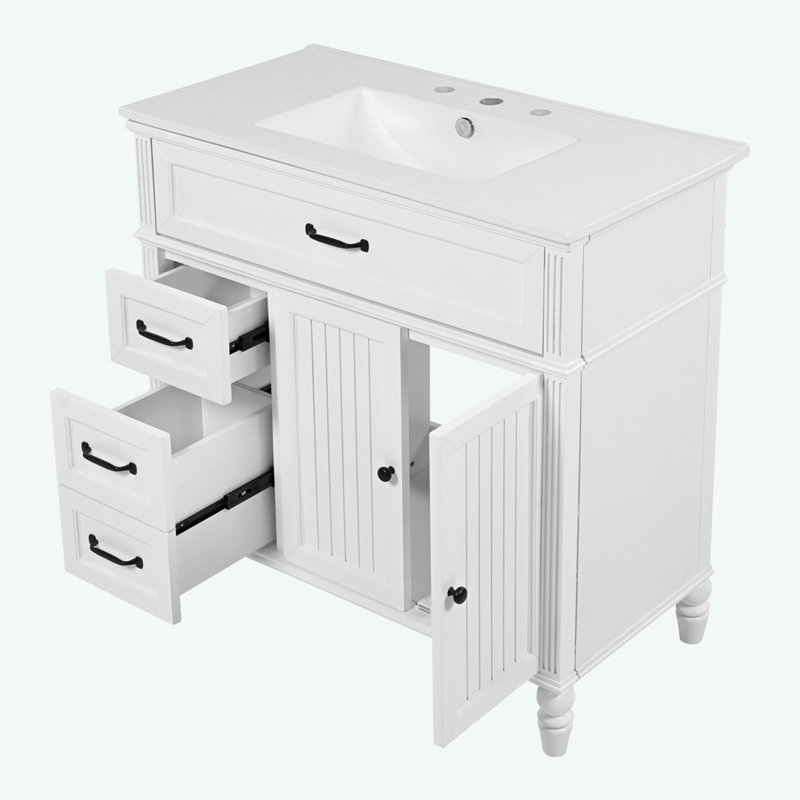 36" Bathroom Vanity with Sink, White