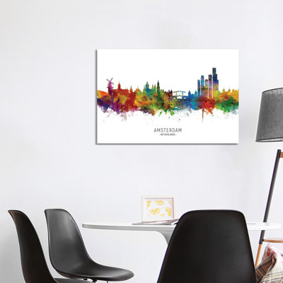 Amsterdam Netherlands Skyline by Michael Tompsett - Wrapped Canvas Painting