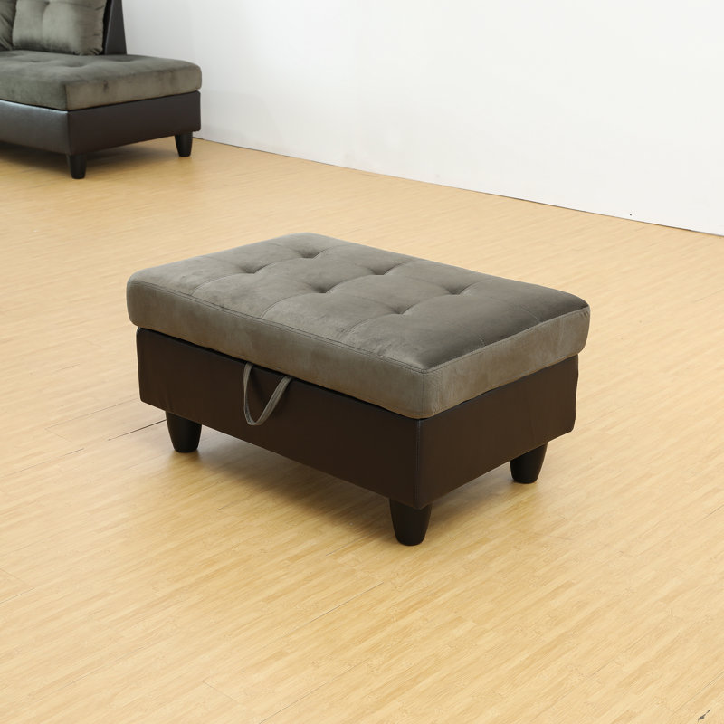 Darryn 35" Wide Upholstered Storage Ottoman, Brown Fabric