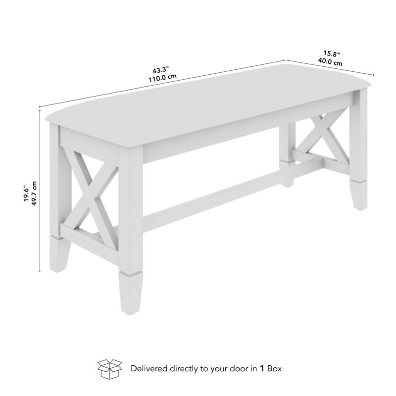 Banc de salle à manger rembourré 44 po, siège rembourré, conception en X, bois de ferme, chêne blond et tissu beige