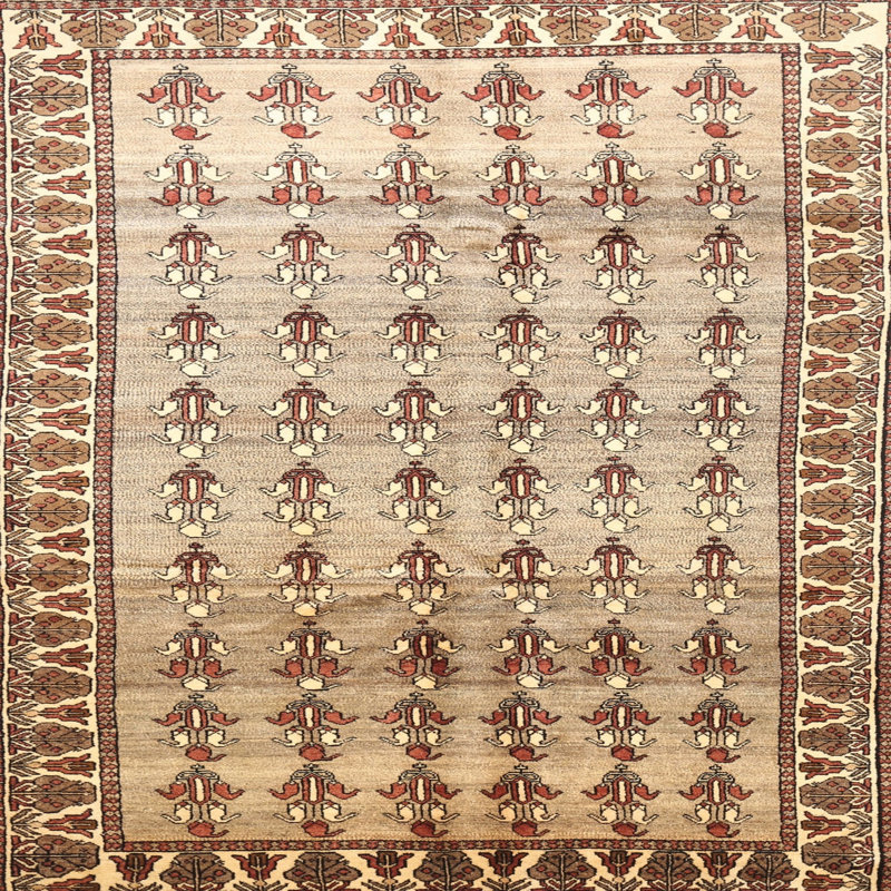 Tapis traditionnel brun / beige, Rond 5 pi