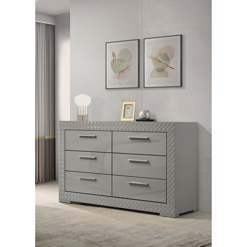 Commode 6 tiroirs Pierce Grey, Gris