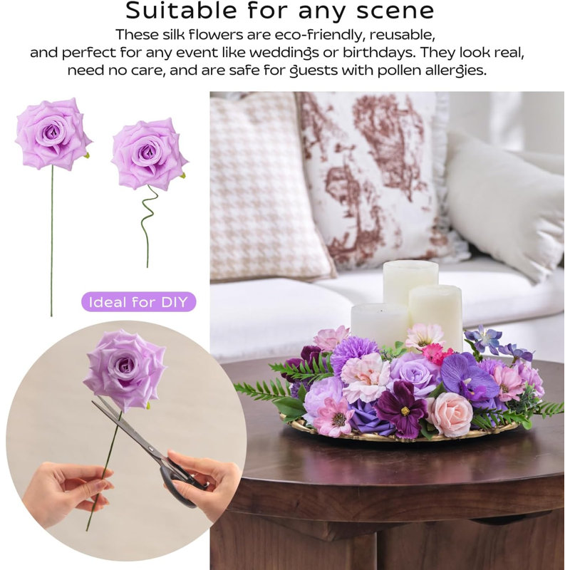 Ensemble de fleurs artificielles mixtes mauve clair