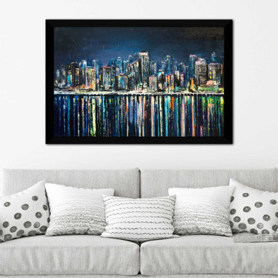 «Night Magic City», reproduction encadrée