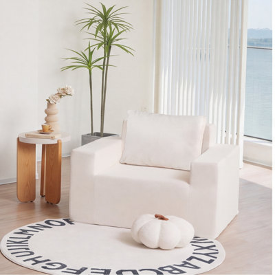 Foam Bean Bag Sofa with Pillow, High-Density Memory Foam, Stain-Resistant Polyester, American White Oak, for Living Room, Bedroom, Gaming Room