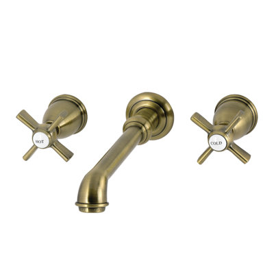 Kingston Brass Millennium Double-Handle 3-Hole Wall Mount Bathroom Faucet