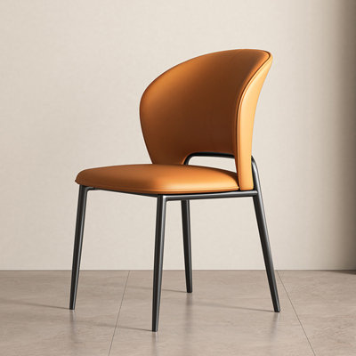 Orange Solid back side Chair(Set of 2)
