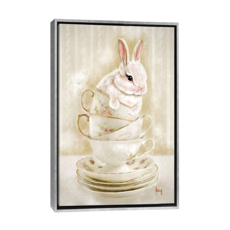 Bunny Cups - Reproduction d'art murale - Toile encadrée, H 40 po x l 26 po, Reproduction encadrée sans passe-partout