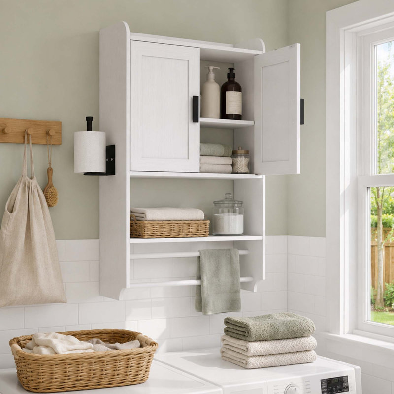 Modern Farmhouse Wall Mounted Bathroom Cabinet, Bathroom Storage Cabinet and Medicine Cabinet for Bathroom and Powder Room