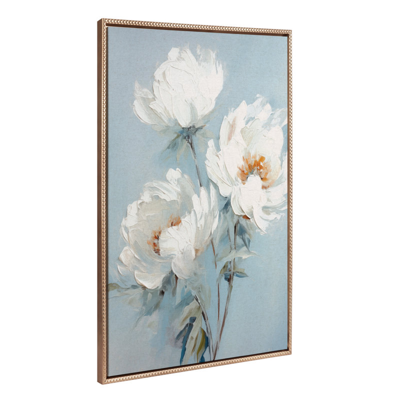Soft Peony, peinture sur toile encadrée