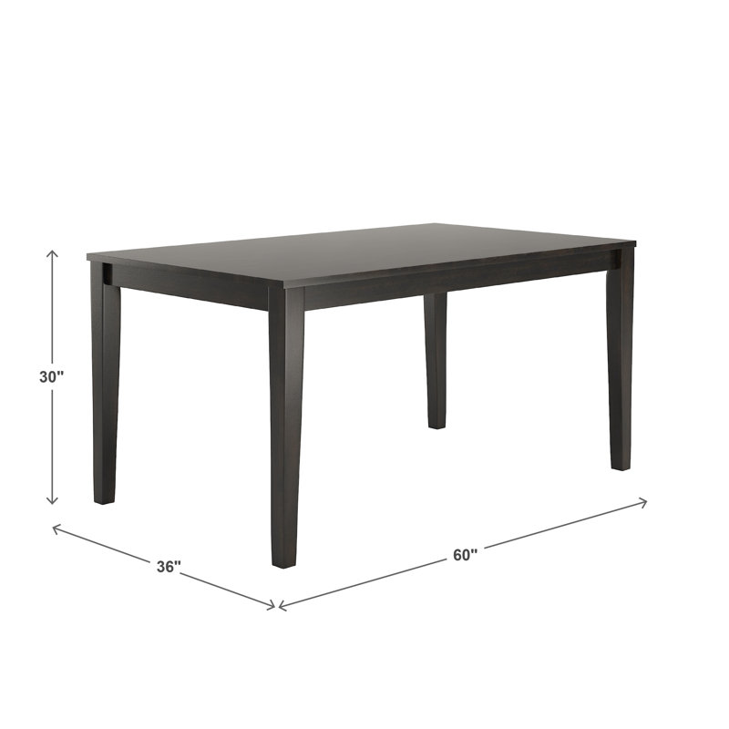 Table de salle à manger en bois massif Norita, Noir antique, H 30 po x l 36 po x L 60 po