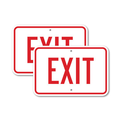 (2 Pack) Exit Sign Exit with Up Arrow 12" X 18" Heavy-Gauge Aluminum Sign
