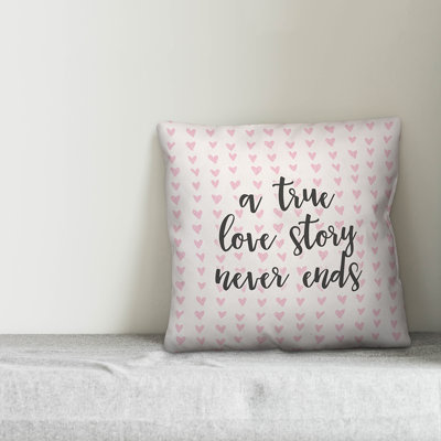  A True Love Story Has No Ending in Hearts Pattern Throw Pillow