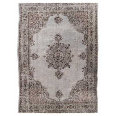 8.4x11.8 Ft Handmade Turkish Large Area Rug Over-Dyed in Grey, Great for Modern Interiors