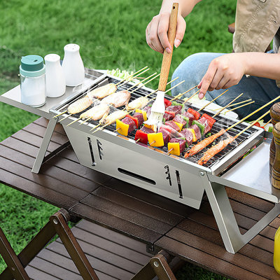 Barbecue au charbon de bois pliable en acier inoxydable pour barbecue