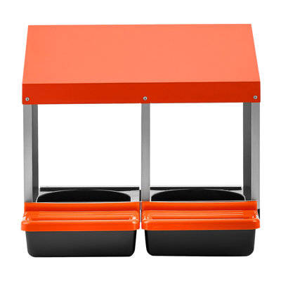 Chicken Nesting Boxes, 2 Compartments, Easy Egg Collection, Wall Mount, Easy to Assemble, Galvanized Steel and High-Strength Plastic, Roll Away Nesting Boxes for Chickens Laying Eggs, Orange